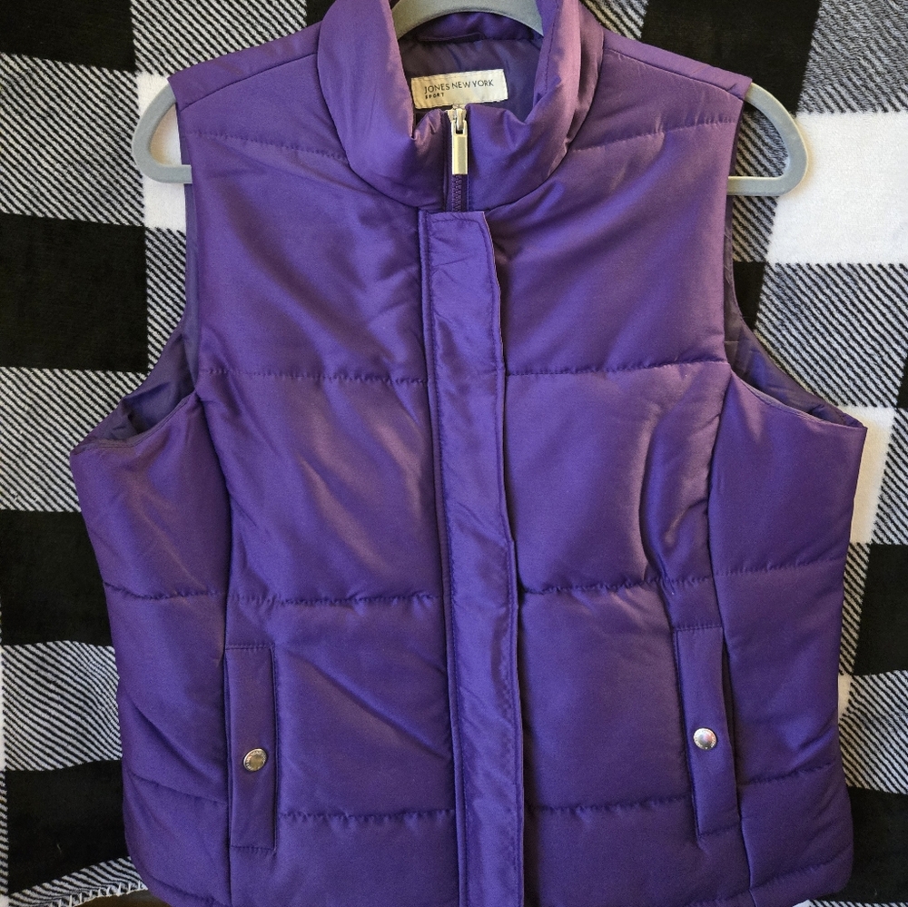 Jones New York Deep Purple Quilted Puffer Vest